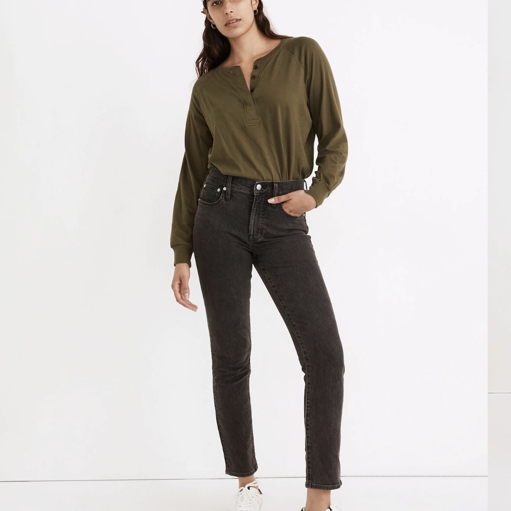 Madewell The Mid Rise Perfect Vintage Jean Acid Wash Black Grey 29 x 26